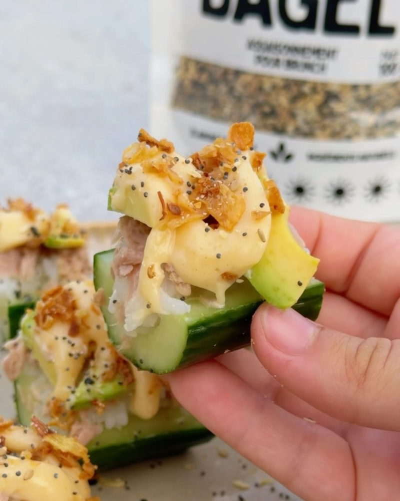 Sushis de Concombre, Thon et Mayo Maison au Paprika & New York Bagel